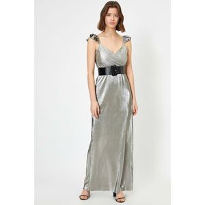 Koton Women's Grey Metallic Pilises FirFir DetailEd Cruise Long Dress vyobraziť