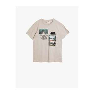 Koton Boy's Ecru Cotton Printed Short Sleeve Crew Neck T-shirt vyobraziť
