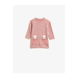 Koton Baby Girl Pink Girl Pink Striped Crew Neck Dress vyobraziť