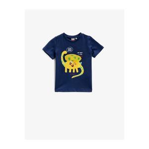 Koton Baby Boy Navy Blue Short Sleeve Printed Crew Neck Cotton T-Shirt vyobraziť