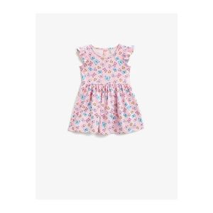 Koton Baby Girl Pink Girl Printed Dress Ruffled Cotton vyobraziť