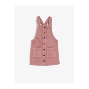 Koton Girl Pink Velvet Buttoned Pocket Cotton Dress vyobraziť