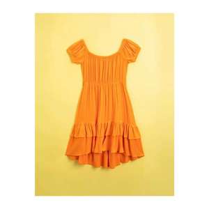 Koton Girl Orange Short Sleeve Dress vyobraziť