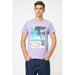 Koton Men's Purple Printed T-Shirt vyobraziť