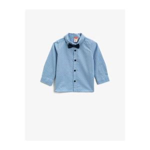 Koton Baby Boy Blue Cotton Bow Tie Classic Collar Long Sleeve Shirt vyobraziť