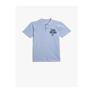 Koton Boy Blue Polo Neck Printed Cotton T-shirt vyobraziť