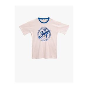 Koton Boy's Pink Printed Crew Neck Cotton T-shirt vyobraziť