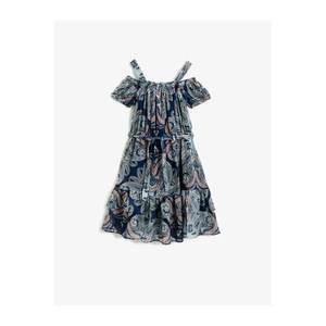Koton Girl Navy Blue Patterned Short Sleeve Dress vyobraziť