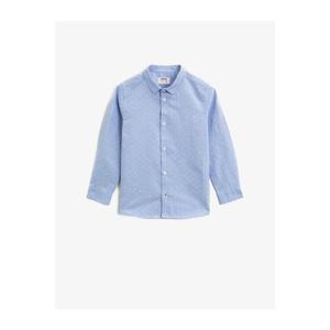 Koton Boy Blue Polka Dot Cotton Classic Collar Long Sleeve Shirt vyobraziť