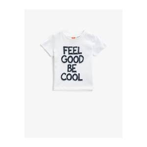 Koton Baby Boy White Slogan Short Sleeve Cotton T-Shirt vyobraziť