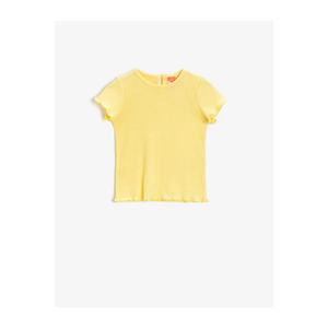 Koton Baby Girl Yellow Printed T-Shirt Ribbed Crew Neck Cotton vyobraziť