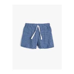 Koton Unisex Kids Navy Blue Striped Tie Waist Shorts vyobraziť