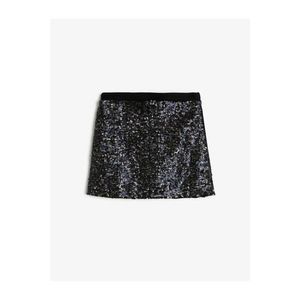 Koton Girl's Black Sequined Stretchy Thick Fabric Slim Short Skirt vyobraziť