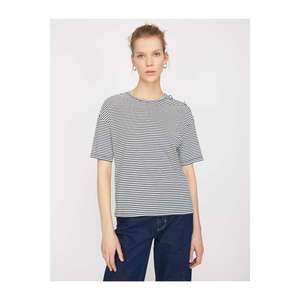 Koton Women's Navy Striped T-Shirt vyobraziť
