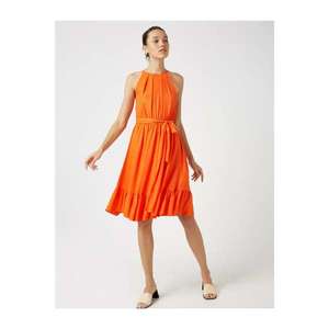 Koton Women's Orange HalterNeck Dress With Waist Tied vyobraziť