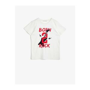 Koton Boys White Cotton Printed Short Sleeve Crew Neck T-shirt vyobraziť