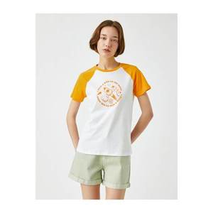 Koton Women's Printed Cotton Color Block T-Shirt vyobraziť