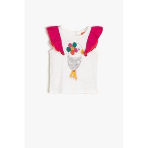 Koton Ecru Baby Girl Frill Detailed T-Shirt vyobraziť