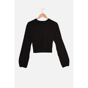 Trendyol Black Asymmetrical Detailed Knitted Blouse vyobraziť