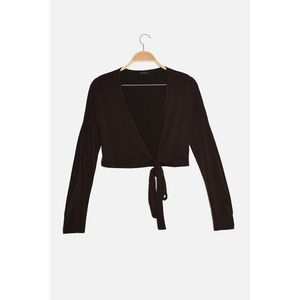 Trendyol Brown Double Breasted Crop Knitted Blouse vyobraziť