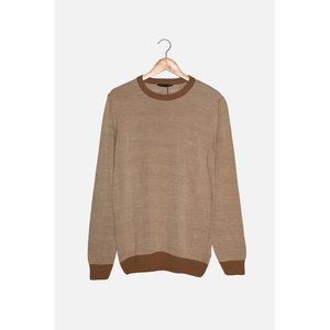 Trendyol Mink Men Slim Fit Crew Neck Contrast Color Detailed Sweater vyobraziť