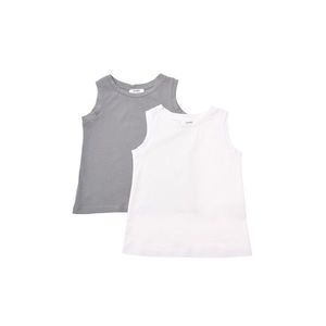 Trendyol White-Grey 2-Pack Boy's Basic Knitted Singlet vyobraziť