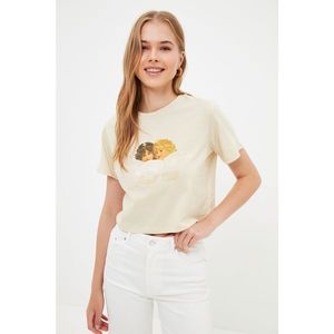 Trendyol Stone Printed Crop Knitted T-Shirt vyobraziť