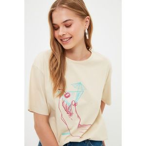 Trendyol Stone Printed Boyfriend Knitted T-Shirt vyobraziť