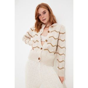 Trendyol Stone Glitter Yarn Detailed Knitwear Cardigan vyobraziť
