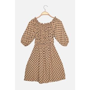 Trendyol Beige Carmen Collar Dress vyobraziť