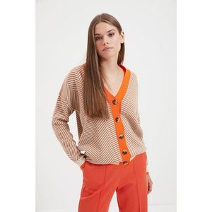 Trendyol Camel Jacquard Color Block Knitwear Cardigan vyobraziť
