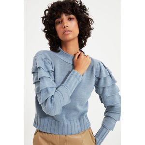Trendyol Blue Ruffle Detailed Knitwear Sweater vyobraziť