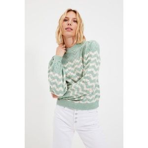 Trendyol Mint Openwork Striped Knitwear Sweater vyobraziť