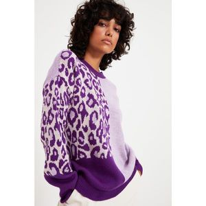 Trendyol Lilac Crew Neck Jacquard Knitwear Sweater vyobraziť