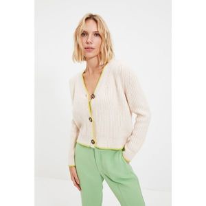 Trendyol Beige Piping Detailed Knitwear Cardigan vyobraziť