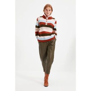 Trendyol Tile Striped Button Detailed Knitwear Sweater vyobraziť