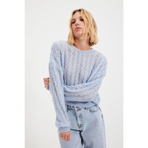 Trendyol Light Blue Crop Knitwear Sweater vyobraziť