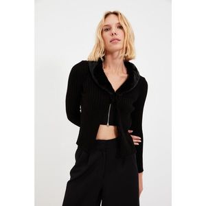 Trendyol Black Zipper Detailed Knitwear Cardigan vyobraziť