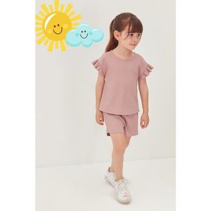 Trendyol Dried Rose Frill Detailed Girl Knitted Top-Top Set vyobraziť