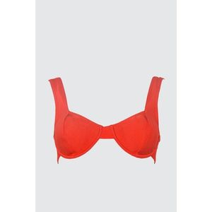 Trendyol Red Textured Balen Bikini Top vyobraziť