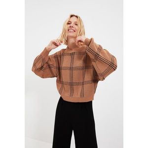 Trendyol Camel Grid Patterned Knitwear Sweater vyobraziť