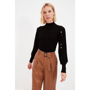 Trendyol Black Sleeve Detailed Knitwear Sweater vyobraziť