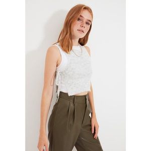 Trendyol Gray Crop Tie Detailed Knitwear Blouse vyobraziť