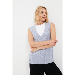 Trendyol Light Blue Knitted Detailed V Neck Knitwear Sweater vyobraziť