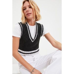 Trendyol Anthracite Crop Knitwear Sweater vyobraziť