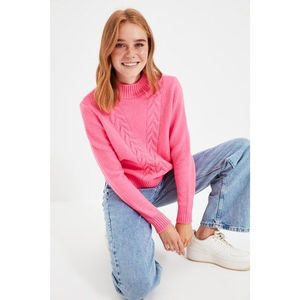 Trendyol Pink Stand Up Collar Knitwear Sweater vyobraziť