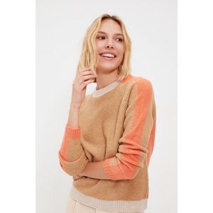 Trendyol Camel Color Block Knitwear Sweater vyobraziť