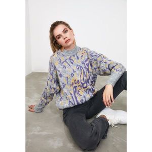 Trendyol Gray Shawl Patterned Knitwear Sweater vyobraziť