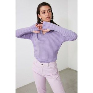 Trendyol Lila Sleeve Detail Polo Collar Knitwear Sweater vyobraziť