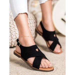 SERGIO LEONE FLAT BLACK SANDALS vyobraziť